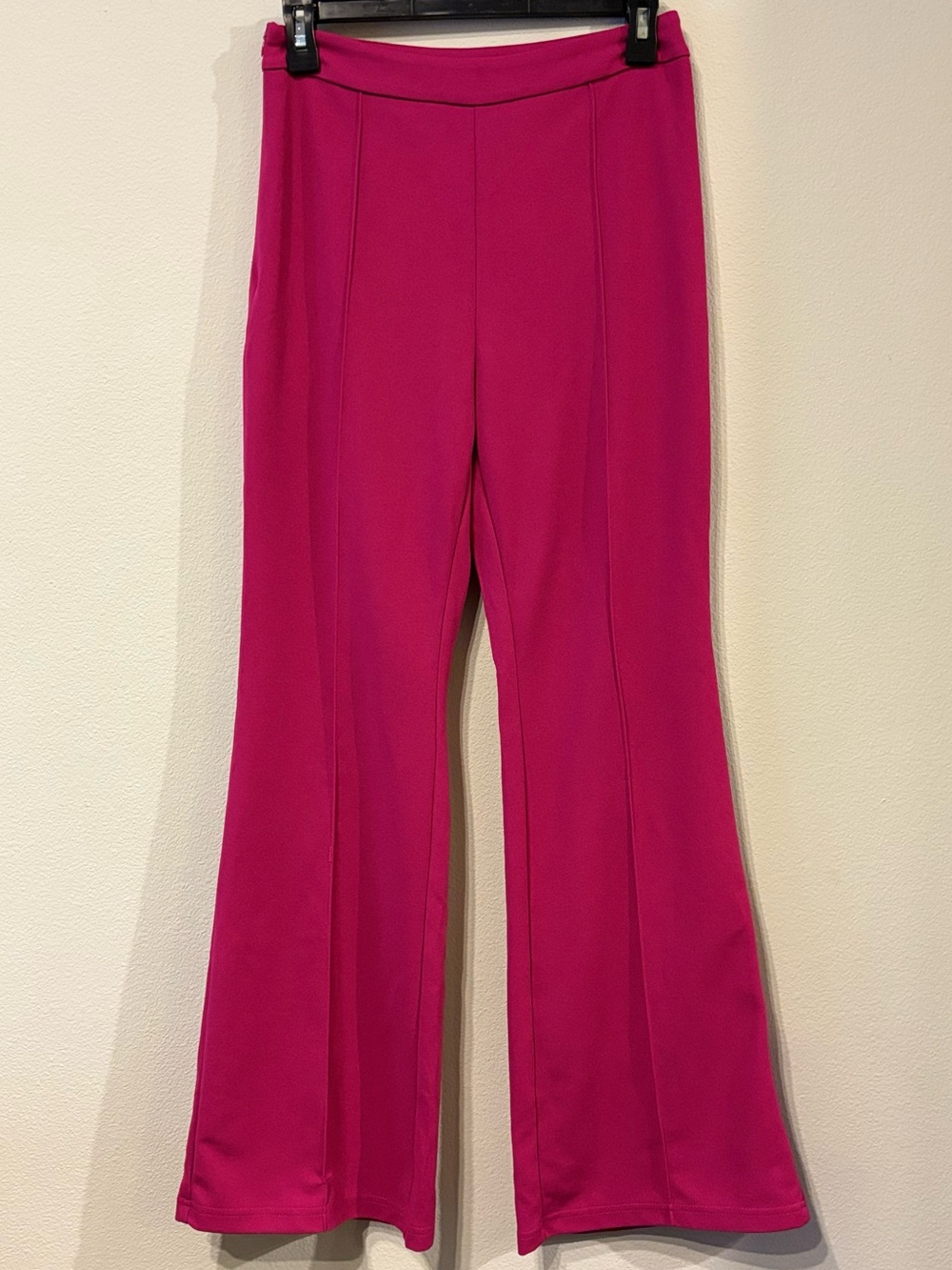SHEIN SXY Bright Magenta Wide Leg Flare Pintuck Seam Pants Size M